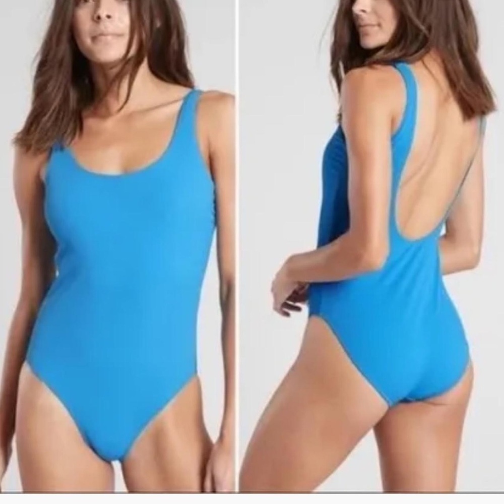 Athleta Cloudbreak Rib Scoop One Piece Women’s Blue Swimsuit Size S